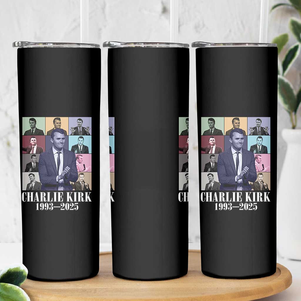 Legacy of Charlie Kirk Skinny Tumbler 1993 2025 Memorial Pop Art Tribute Graphic - Wonder Print Shop
