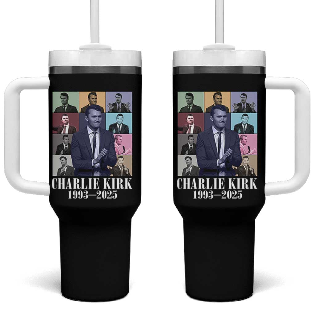 Legacy of Charlie Kirk Tumbler With Handle 1993 2025 Memorial Pop Art Tribute Graphic - Wonder Print Shop