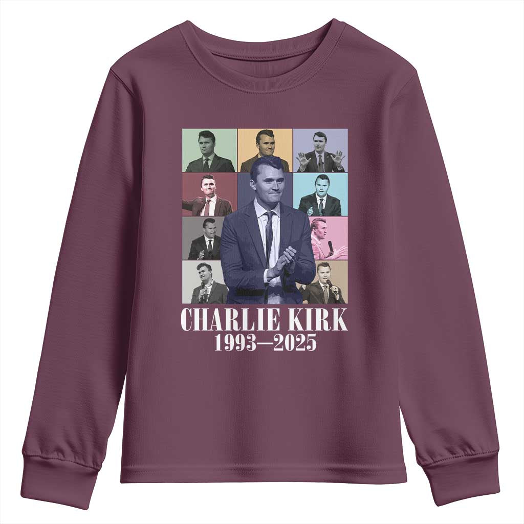 Legacy of Charlie Kirk Youth Sweatshirt 1993 2025 Memorial Pop Art Tribute Graphic - Wonder Print Shop