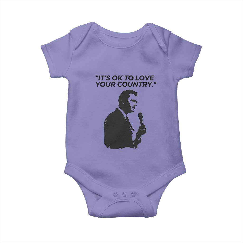 Patriotic Freedom Charlie Kirk Legacy Baby Onesie It’s OK to Love Your Country - Wonder Print Shop