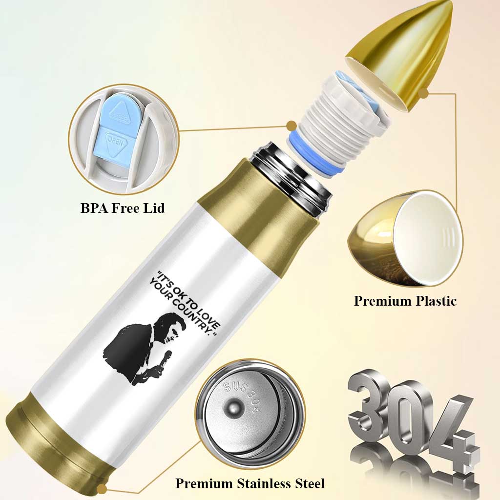 Patriotic Freedom Charlie Kirk Legacy Bullet Tumbler It’s OK to Love Your Country - Wonder Print Shop