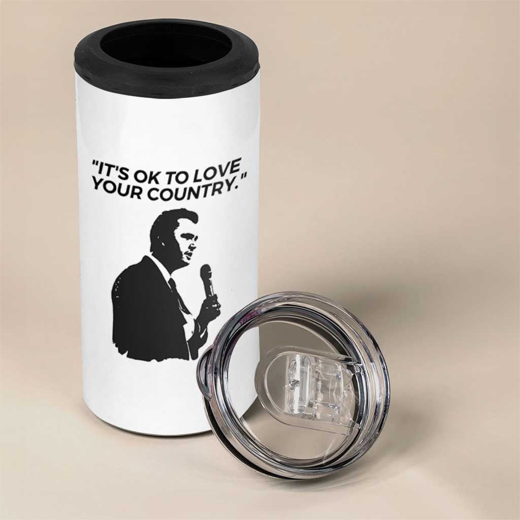 Patriotic Freedom Charlie Kirk Legacy 4 in 1 Can Cooler Tumbler It’s OK to Love Your Country - Wonder Print Shop