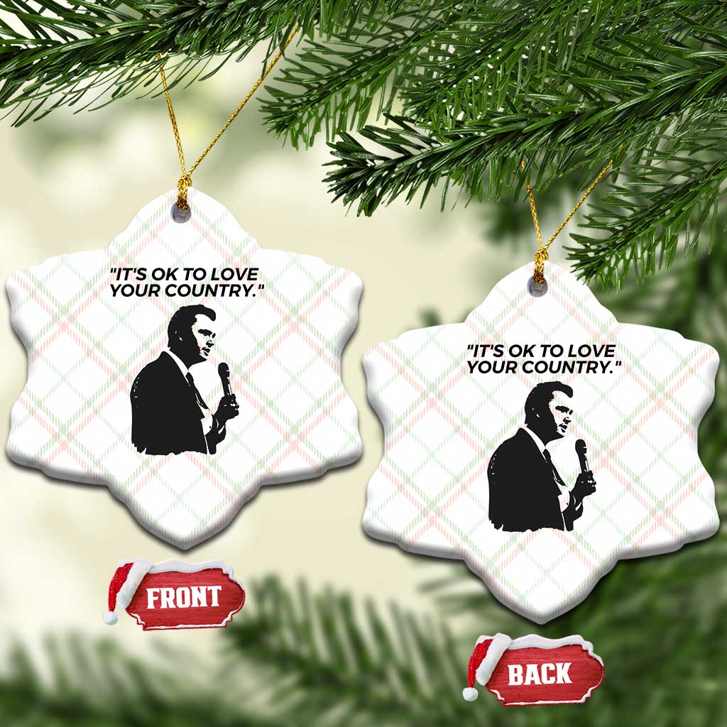 Patriotic Freedom Charlie Kirk Legacy Ceramic Ornament It’s OK to Love Your Country - Wonder Print Shop