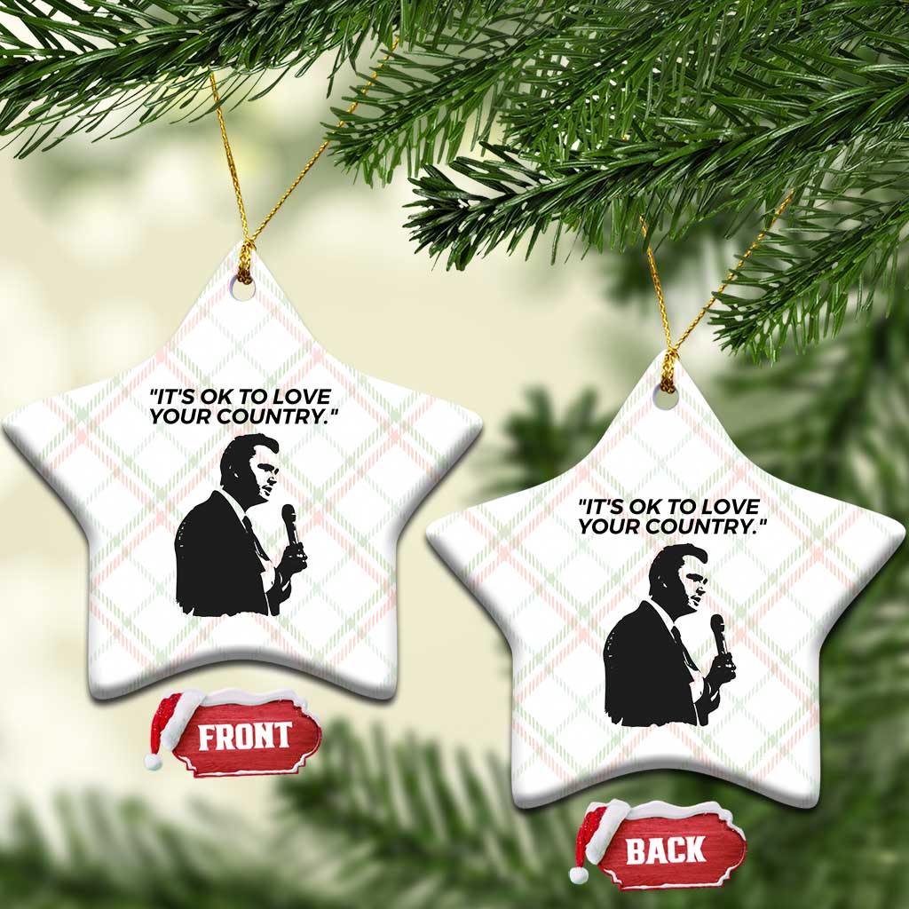 Patriotic Freedom Charlie Kirk Legacy Ceramic Ornament It’s OK to Love Your Country - Wonder Print Shop