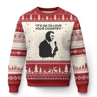 Patriotic Freedom Charlie Kirk Legacy Ugly Christmas Sweater It’s OK to Love Your Country - Wonder Print Shop