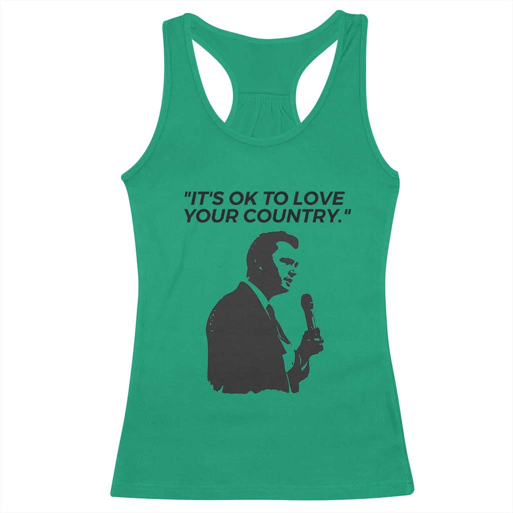 Patriotic Freedom Charlie Kirk Legacy Racerback Tank Top It’s OK to Love Your Country - Wonder Print Shop