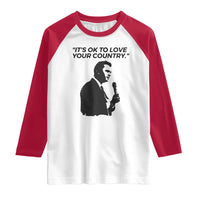 Patriotic Freedom Charlie Kirk Legacy Raglan Shirt It’s OK to Love Your Country - Wonder Print Shop