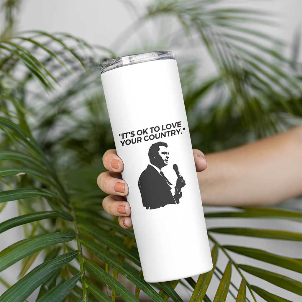 Patriotic Freedom Charlie Kirk Legacy Skinny Tumbler It’s OK to Love Your Country - Wonder Print Shop