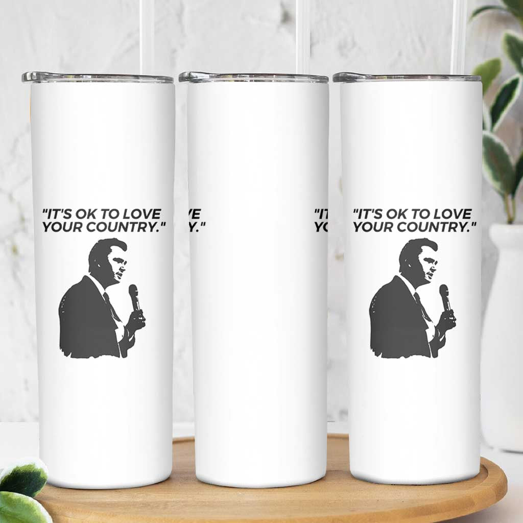 Patriotic Freedom Charlie Kirk Legacy Skinny Tumbler It’s OK to Love Your Country - Wonder Print Shop
