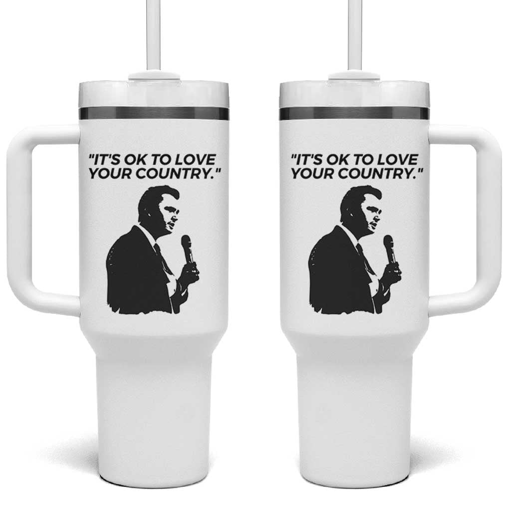 Patriotic Freedom Charlie Kirk Legacy Tumbler With Handle It’s OK to Love Your Country - Wonder Print Shop