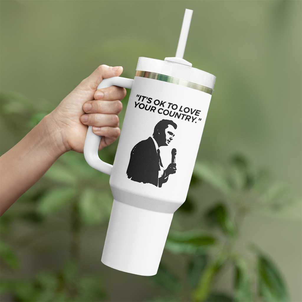 Patriotic Freedom Charlie Kirk Legacy Tumbler With Handle It’s OK to Love Your Country - Wonder Print Shop
