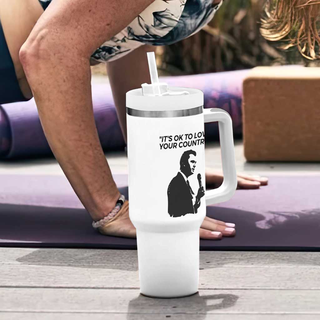 Patriotic Freedom Charlie Kirk Legacy Tumbler With Handle It’s OK to Love Your Country - Wonder Print Shop