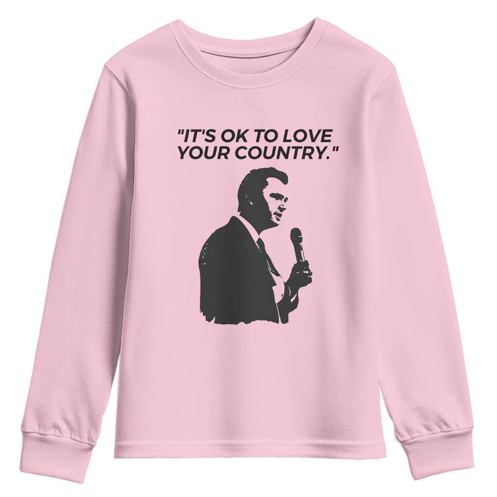 Patriotic Freedom Charlie Kirk Legacy Youth Sweatshirt It’s OK to Love Your Country - Wonder Print Shop