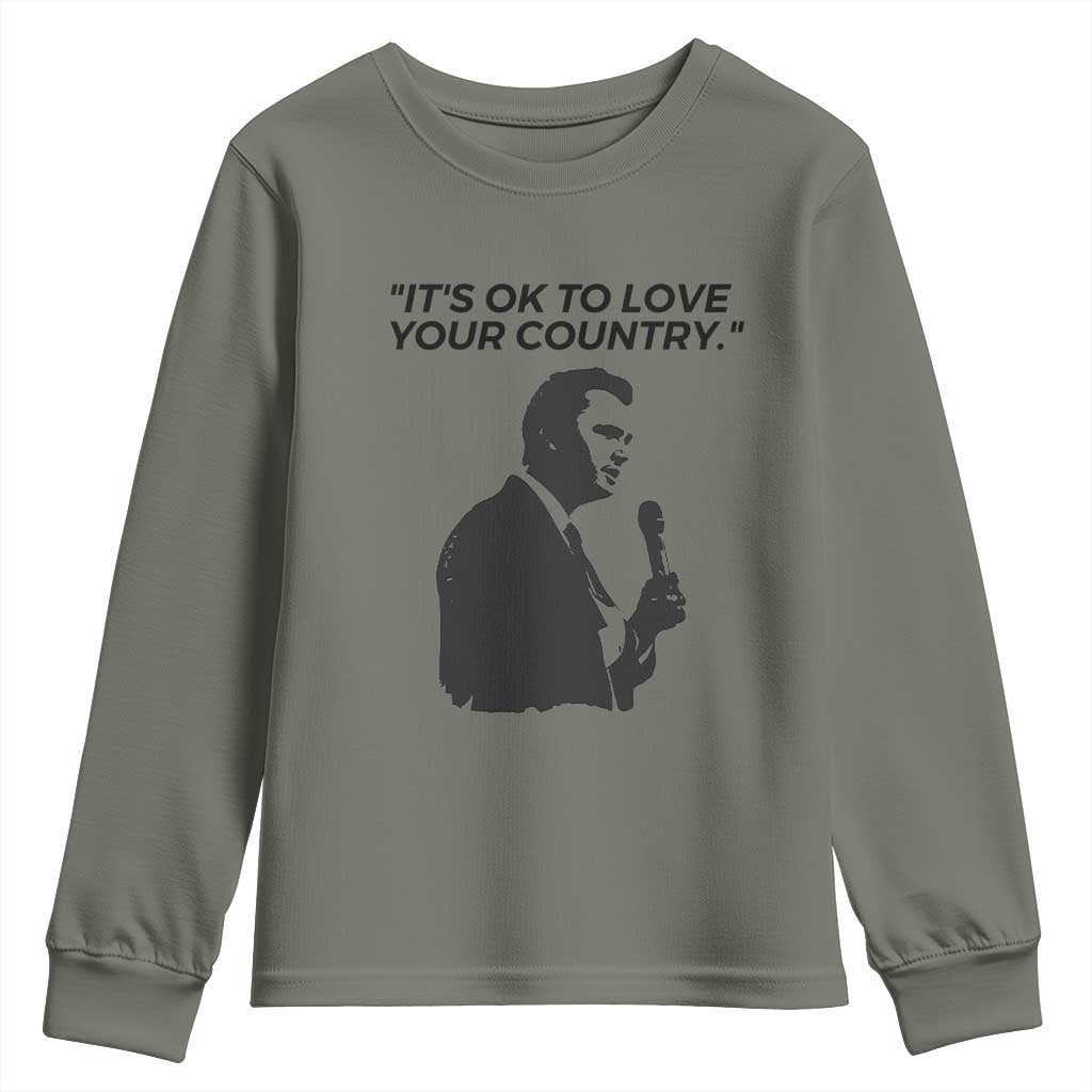 Patriotic Freedom Charlie Kirk Legacy Youth Sweatshirt It’s OK to Love Your Country - Wonder Print Shop