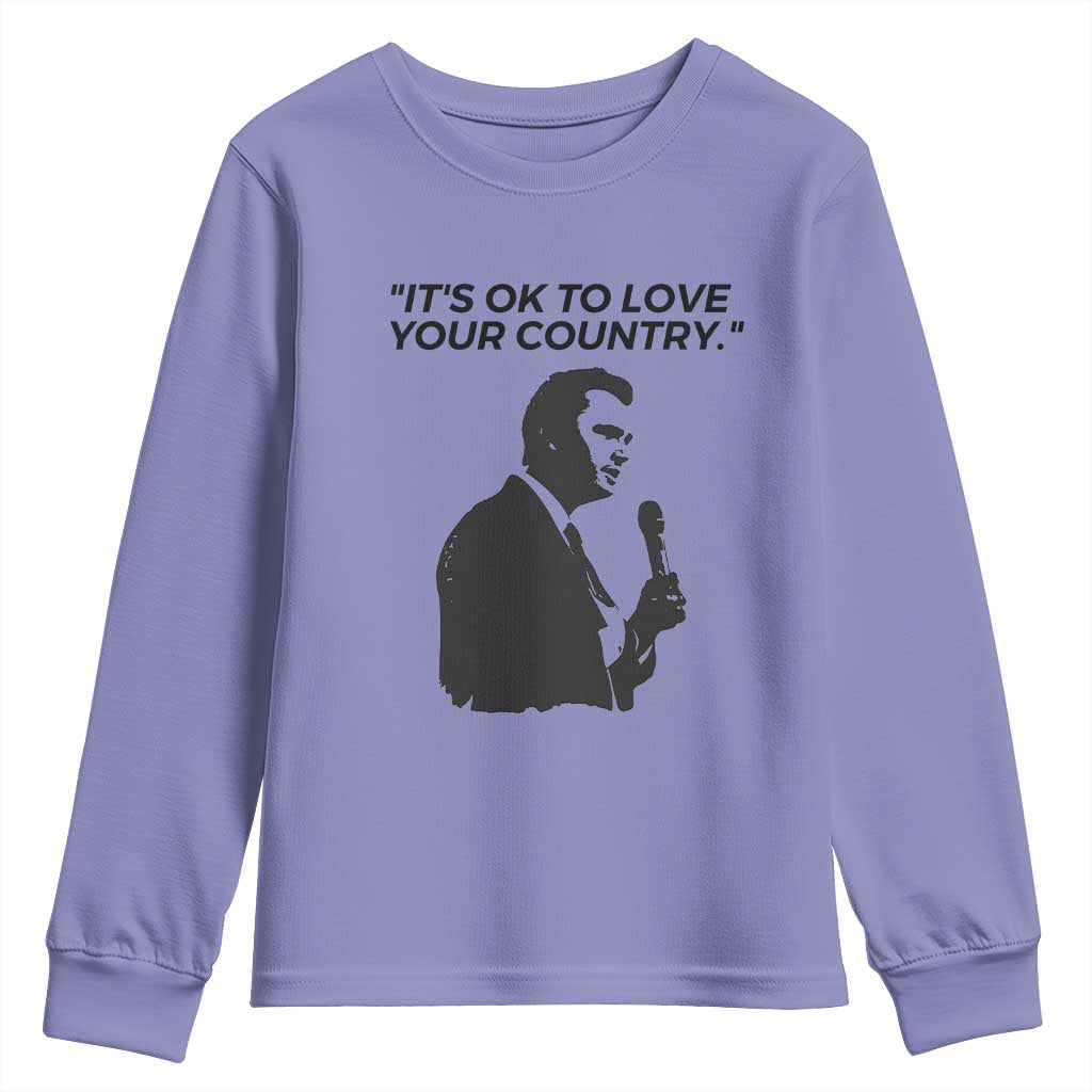 Patriotic Freedom Charlie Kirk Legacy Youth Sweatshirt It’s OK to Love Your Country - Wonder Print Shop