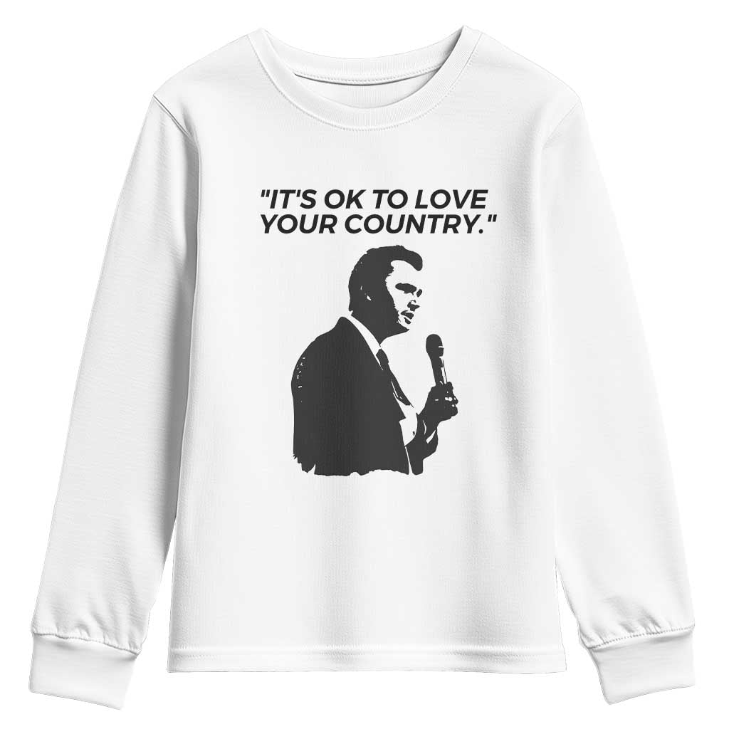 Patriotic Freedom Charlie Kirk Legacy Youth Sweatshirt It’s OK to Love Your Country - Wonder Print Shop
