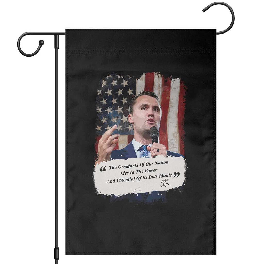 Patriotic Charlie Kirk Legacy Garden Flag The Greatness of America Power of the People - Wonder Print Shop