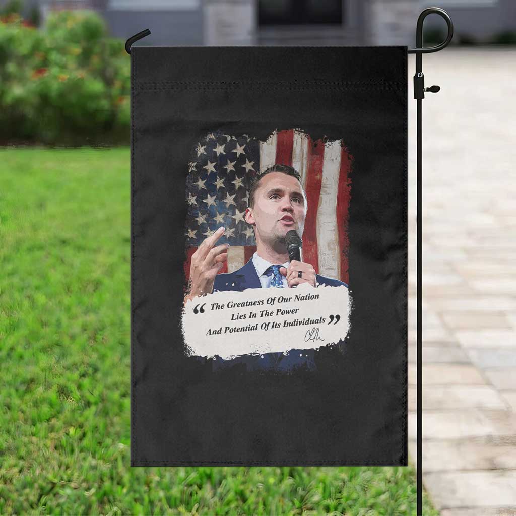 Patriotic Charlie Kirk Legacy Garden Flag The Greatness of America Power of the People - Wonder Print Shop