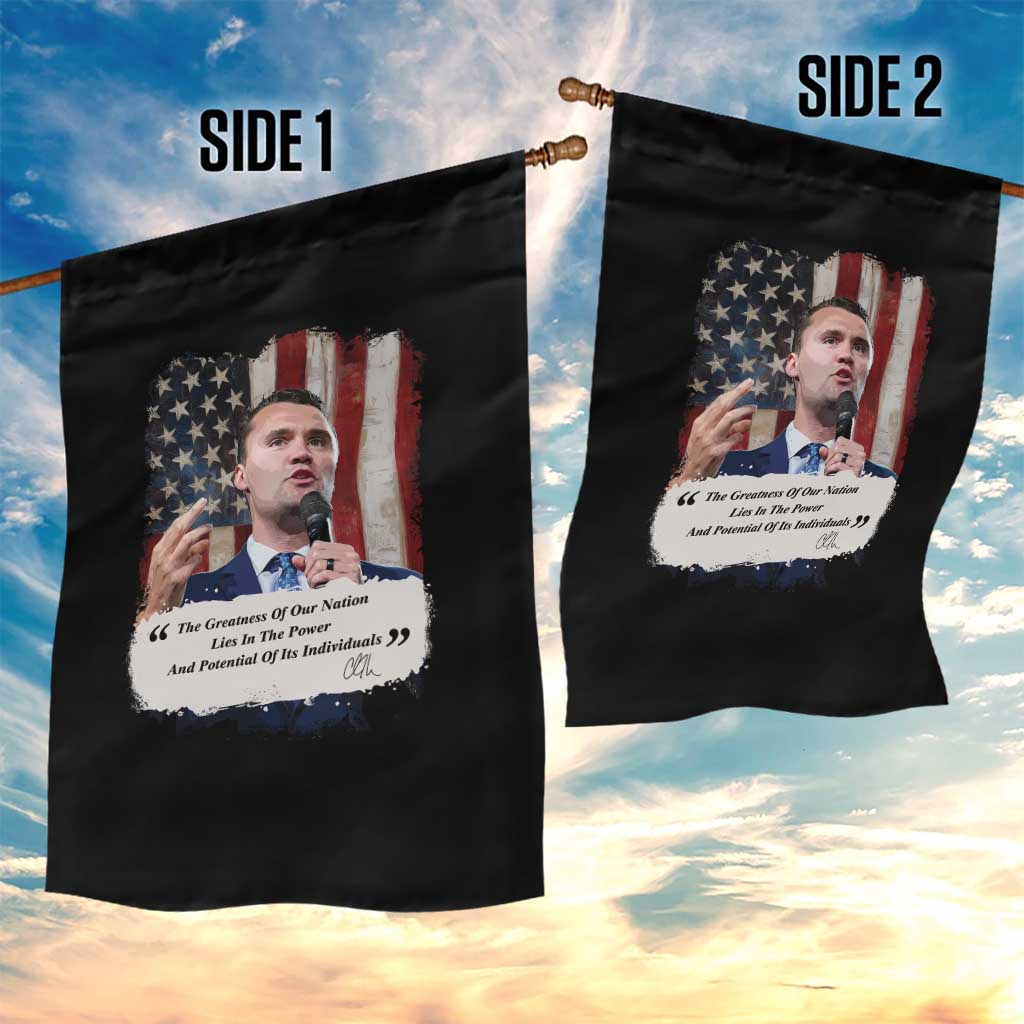 Patriotic Charlie Kirk Legacy Garden Flag The Greatness of America Power of the People - Wonder Print Shop
