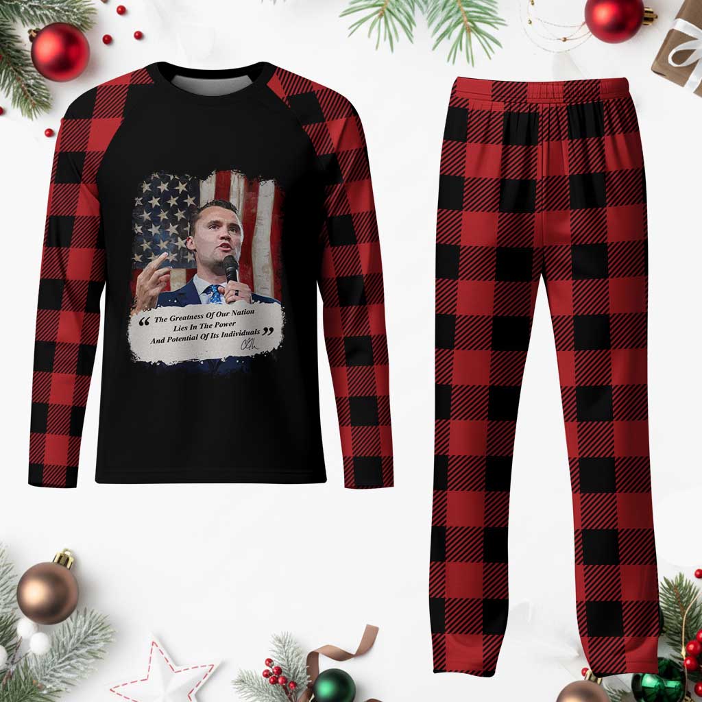 Patriotic Charlie Kirk Legacy Plaid Pajama Set The Greatness of America Power of the People - Wonder Print Shop