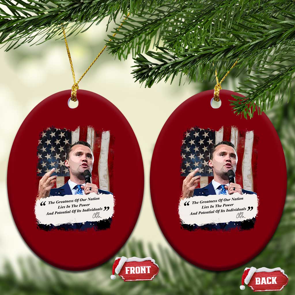 Patriotic Charlie Kirk Legacy Ceramic Ornament The Greatness of America Power of the People - Wonder Print Shop