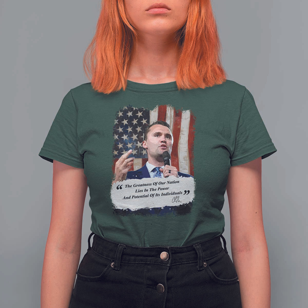 Patriotic Charlie Kirk Legacy T Shirt For Women The Greatness of America Power of the People - Wonder Print Shop