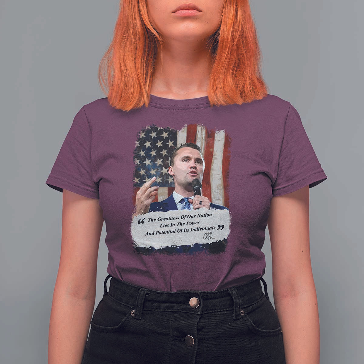 Patriotic Charlie Kirk Legacy T Shirt For Women The Greatness of America Power of the People - Wonder Print Shop