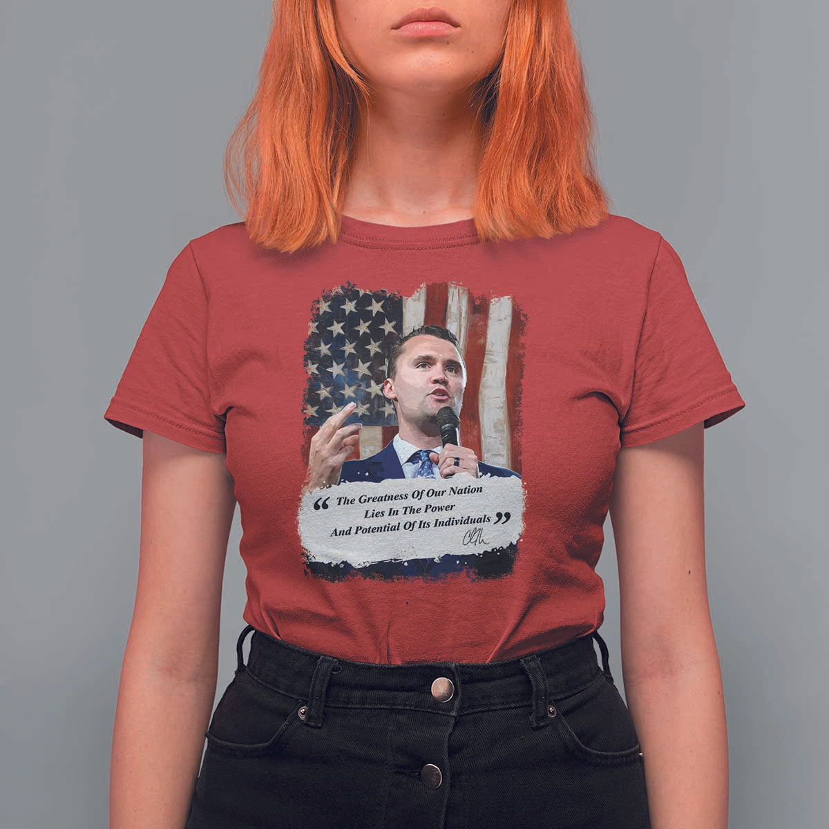 Patriotic Charlie Kirk Legacy T Shirt For Women The Greatness of America Power of the People - Wonder Print Shop