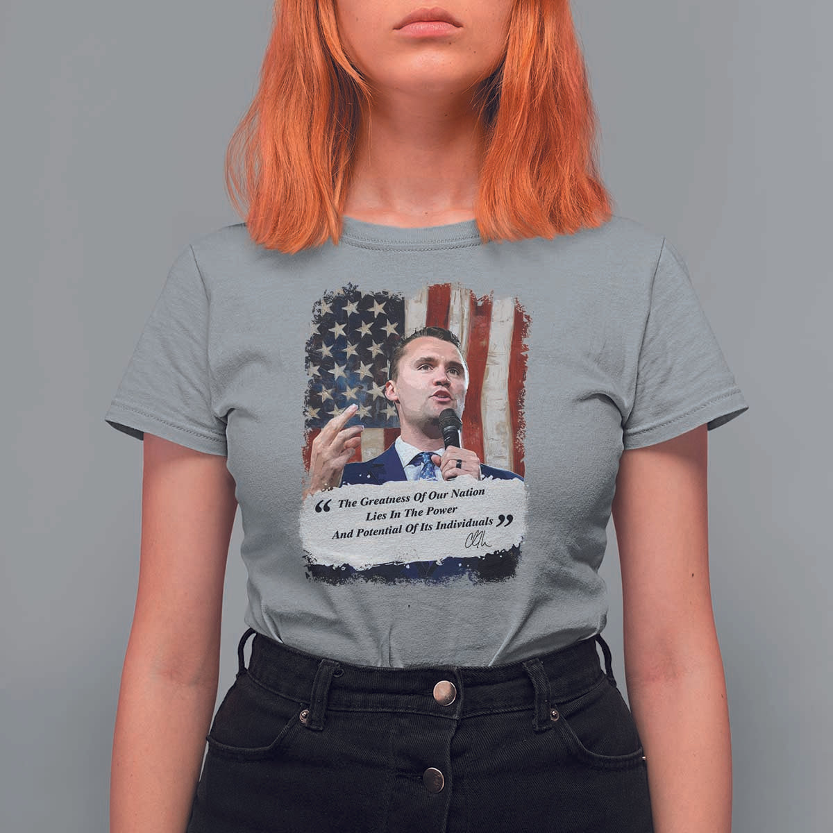 Patriotic Charlie Kirk Legacy T Shirt For Women The Greatness of America Power of the People - Wonder Print Shop