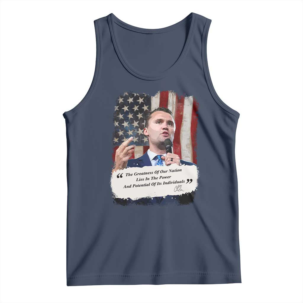 Patriotic Charlie Kirk Legacy Tank Top The Greatness of America Power of the People - Wonder Print Shop