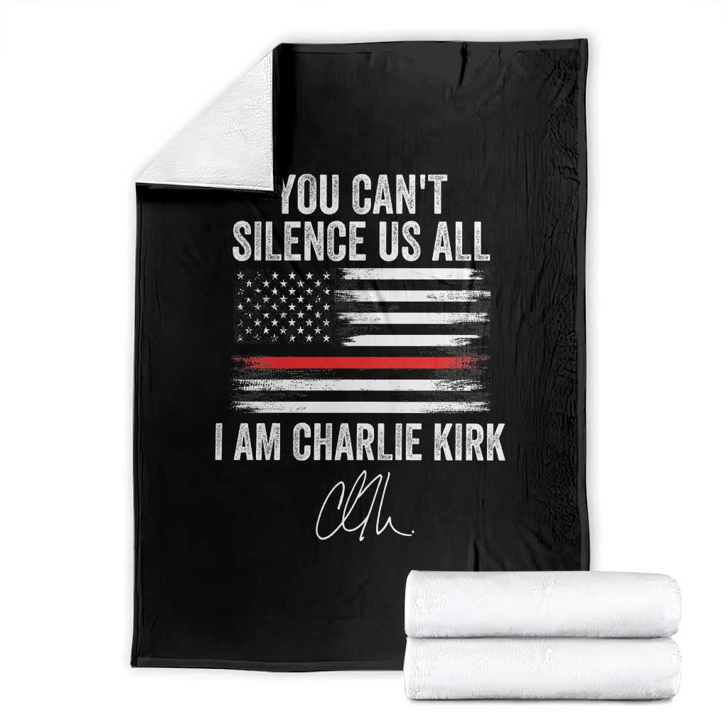 I Am Charlie Kirk Throw Blanket You Can’t Silence Us All Patriotic American Flag - Wonder Print Shop