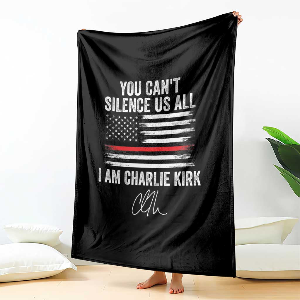I Am Charlie Kirk Throw Blanket You Can’t Silence Us All Patriotic American Flag - Wonder Print Shop