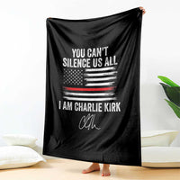 I Am Charlie Kirk Throw Blanket You Can’t Silence Us All Patriotic American Flag - Wonder Print Shop