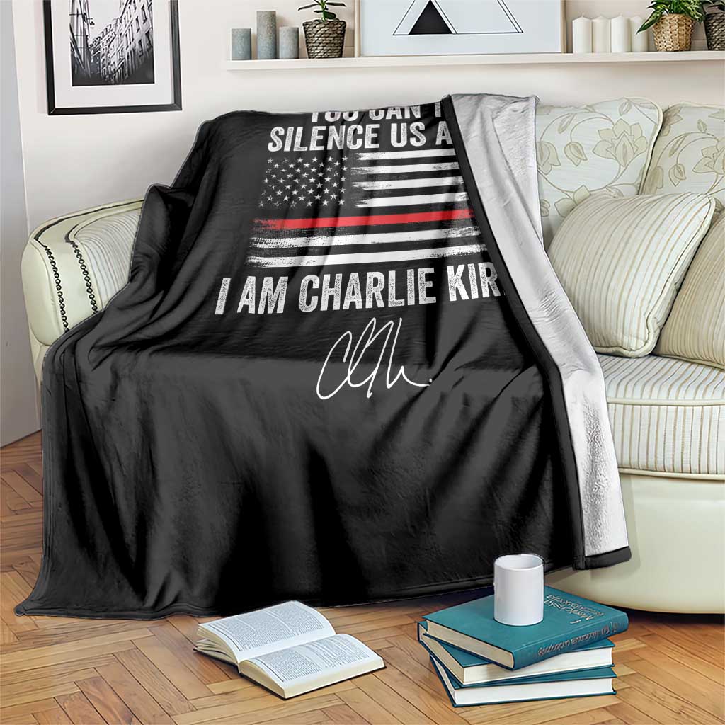 I Am Charlie Kirk Throw Blanket You Can’t Silence Us All Patriotic American Flag - Wonder Print Shop