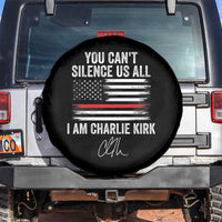 I Am Charlie Kirk Spare Tire Cover You Can’t Silence Us All Patriotic American Flag - Wonder Print Shop
