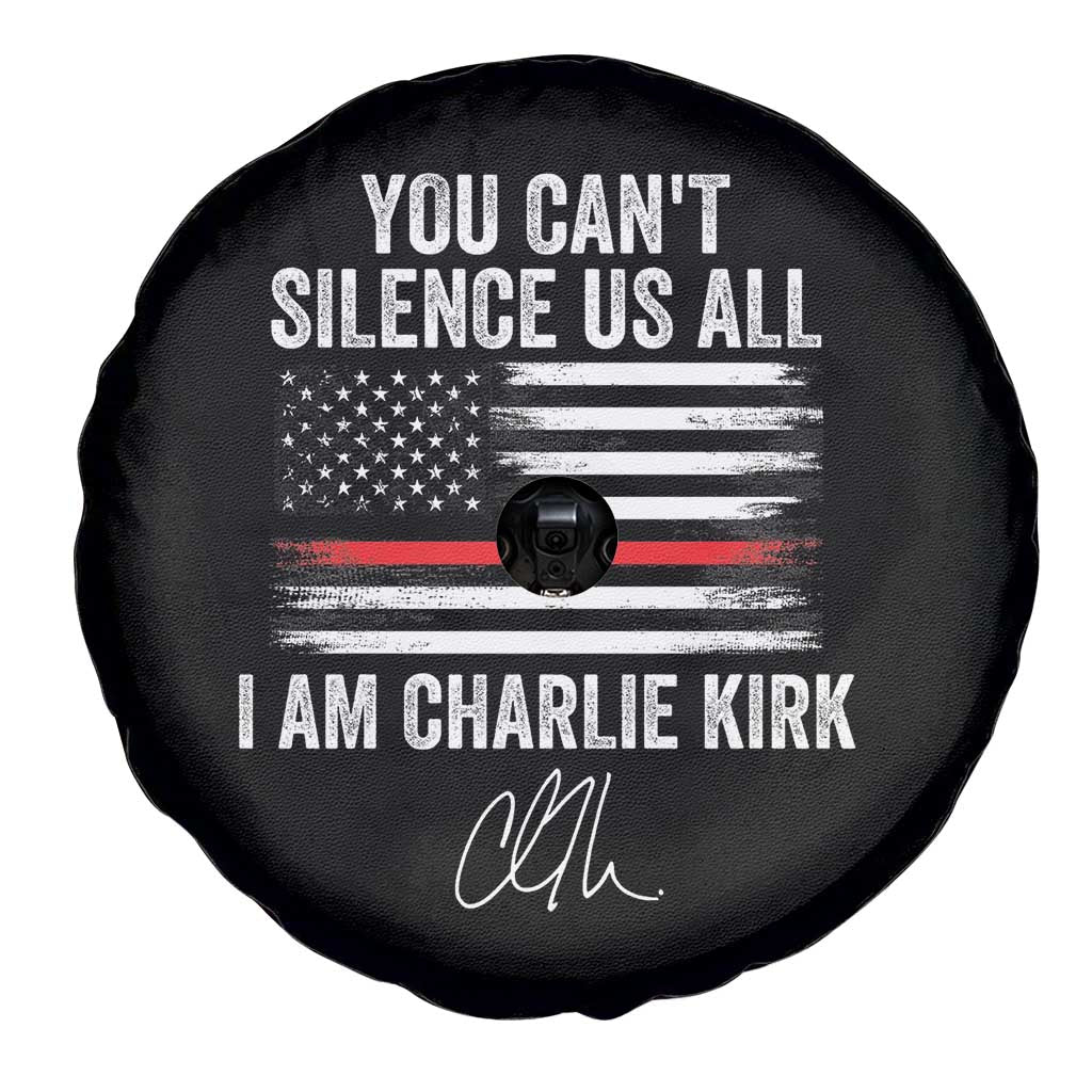 I Am Charlie Kirk Spare Tire Cover You Can’t Silence Us All Patriotic American Flag - Wonder Print Shop