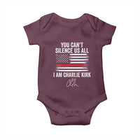 I Am Charlie Kirk Baby Onesie You Can’t Silence Us All Patriotic American Flag - Wonder Print Shop