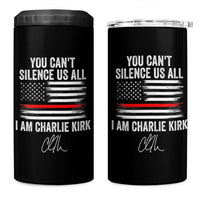 I Am Charlie Kirk 4 in 1 Can Cooler Tumbler You Can’t Silence Us All Patriotic American Flag - Wonder Print Shop
