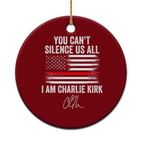 I Am Charlie Kirk Ceramic Ornament You Can’t Silence Us All Patriotic American Flag - Wonder Print Shop