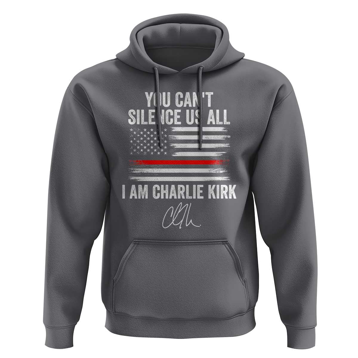 I Am Charlie Kirk Hoodie You Can’t Silence Us All Patriotic American Flag - Wonder Print Shop