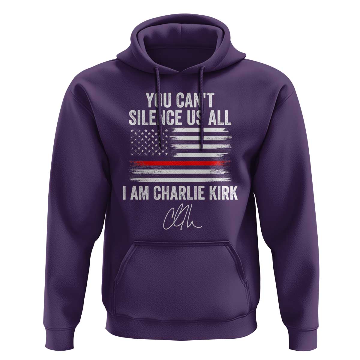 I Am Charlie Kirk Hoodie You Can’t Silence Us All Patriotic American Flag - Wonder Print Shop