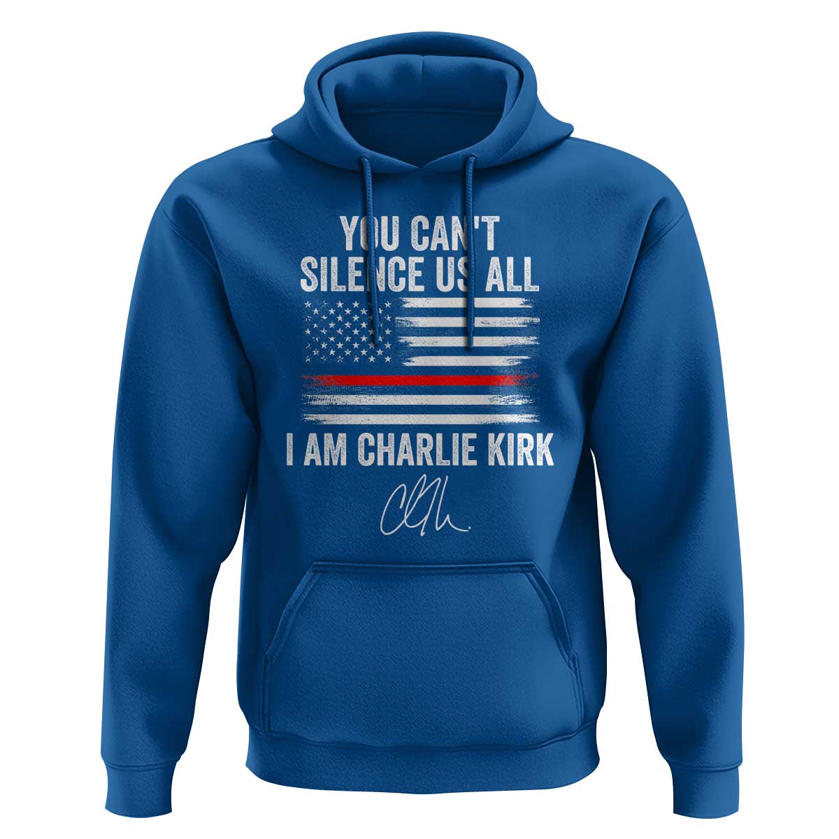I Am Charlie Kirk Hoodie You Can’t Silence Us All Patriotic American Flag - Wonder Print Shop
