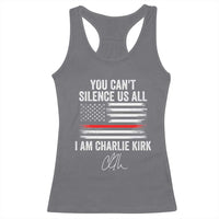 I Am Charlie Kirk Racerback Tank Top You Can’t Silence Us All Patriotic American Flag - Wonder Print Shop