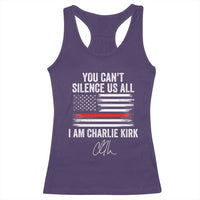 I Am Charlie Kirk Racerback Tank Top You Can’t Silence Us All Patriotic American Flag - Wonder Print Shop