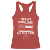I Am Charlie Kirk Racerback Tank Top You Can’t Silence Us All Patriotic American Flag - Wonder Print Shop