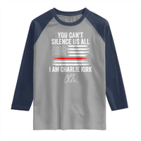 I Am Charlie Kirk Raglan Shirt You Can’t Silence Us All Patriotic American Flag - Wonder Print Shop