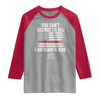 I Am Charlie Kirk Raglan Shirt You Can’t Silence Us All Patriotic American Flag - Wonder Print Shop