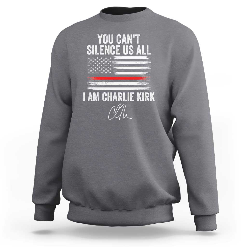 I Am Charlie Kirk Sweatshirt You Can’t Silence Us All Patriotic American Flag - Wonder Print Shop