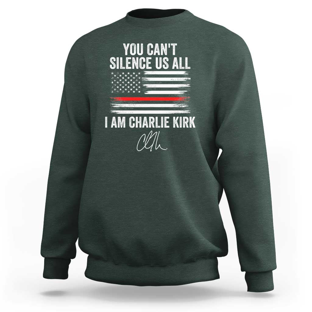 I Am Charlie Kirk Sweatshirt You Can’t Silence Us All Patriotic American Flag - Wonder Print Shop
