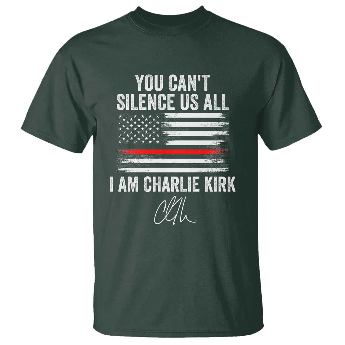 I Am Charlie Kirk T Shirt You Can’t Silence Us All Patriotic American Flag - Wonder Print Shop